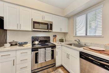 Kitchen with white cabinets 